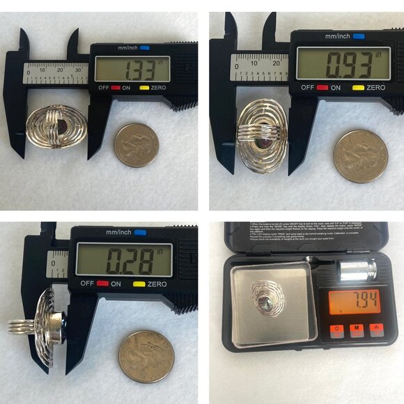 Sterling Silver 925 India Large Bezel Set Oval Mystic Quartz Statement Ring 5.5 - Picture 11 of 16